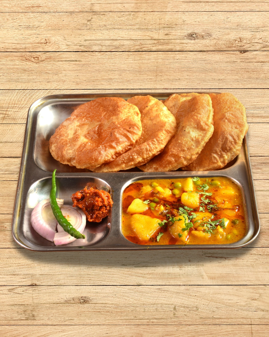 Aloo Sabzi with Puri (4 pcs) 🟢